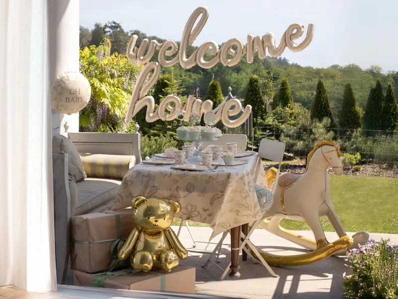 Folienballon Welcome Home, 335x71 cm, Cappuccino