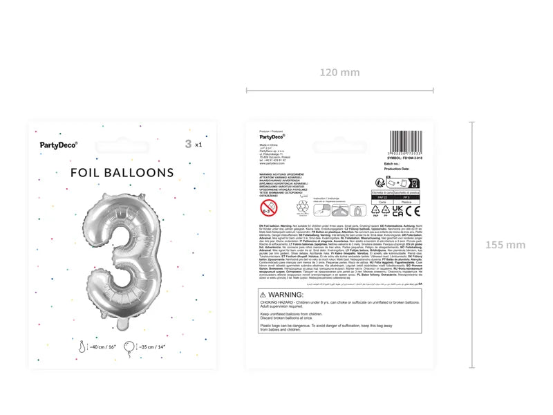 Folienballon Zahlen Silber 35 cm - Avaloon Party-Deko-Geschenke