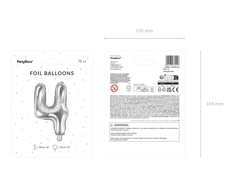 Folienballon Zahlen Silber 35 cm - Avaloon Party-Deko-Geschenke