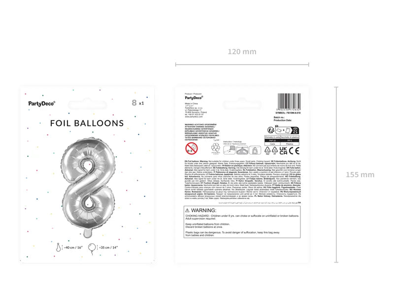 Folienballon Zahlen Silber 35 cm - Avaloon Party-Deko-Geschenke