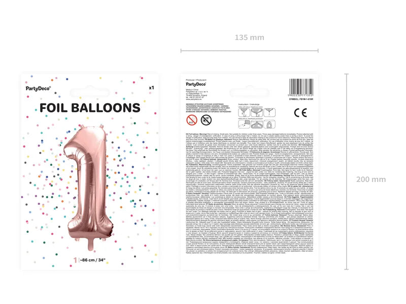 Folienballon Zahlen Roségold 86 cm - Avaloon Party-Deko-Geschenke