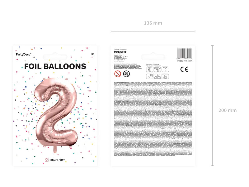 Folienballon Zahlen Roségold 86 cm - Avaloon Party-Deko-Geschenke
