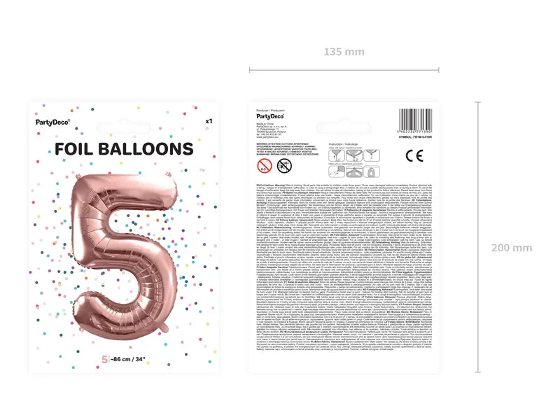 Folienballon Zahlen Roségold 86 cm - Avaloon Party-Deko-Geschenke