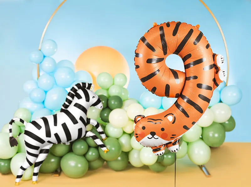 Folienballon Zahlen mit Tiermotiven