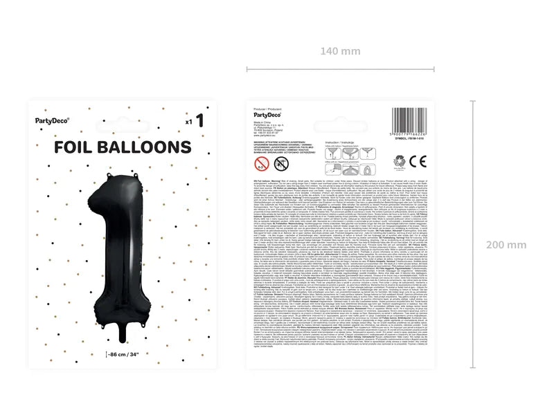 Folienballon Zahlen Schwarz - Avaloon Party-Deko-Geschenke