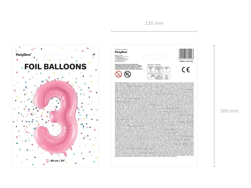 Folienballon Zahlen Rosa - Avaloon Party-Deko-Geschenke