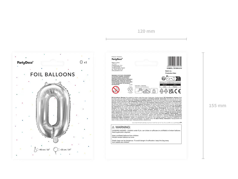 Folienballon Zahlen Silber 35 cm - Avaloon Party-Deko-Geschenke
