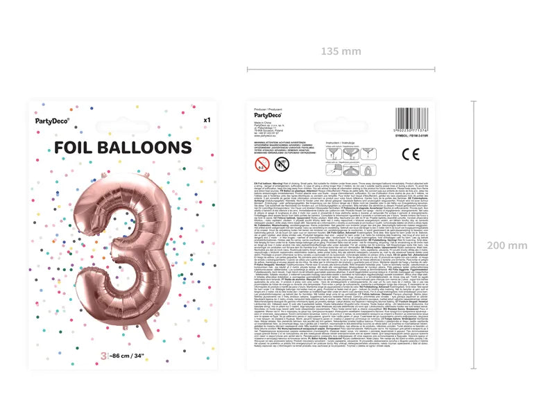 Folienballon Zahlen Roségold 86 cm - Avaloon Party-Deko-Geschenke