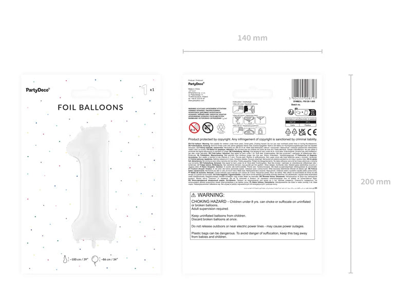 Folienballon Zahlen Weiss - Avaloon Party-Deko-Geschenke