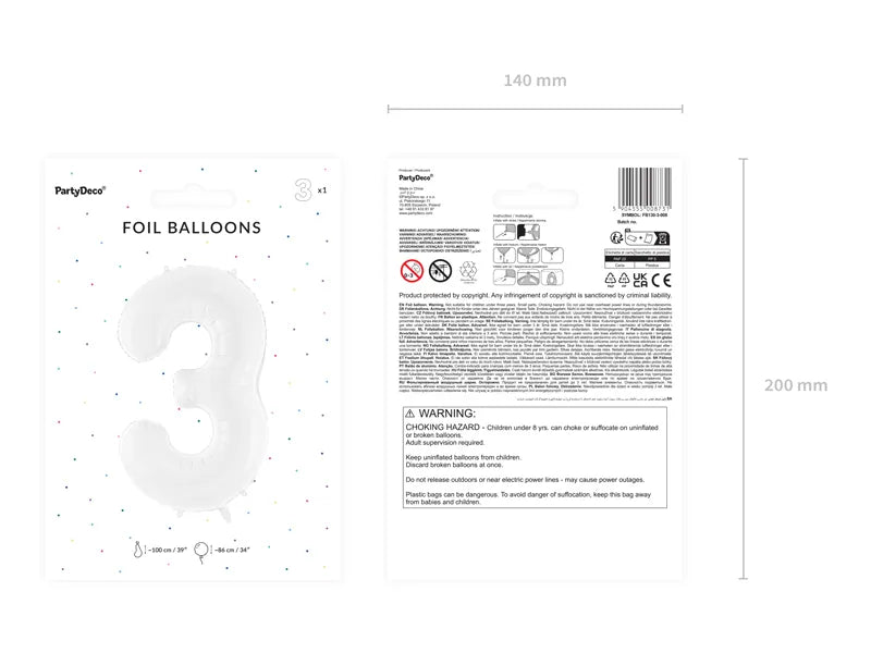 Folienballon Zahlen Weiss - Avaloon Party-Deko-Geschenke