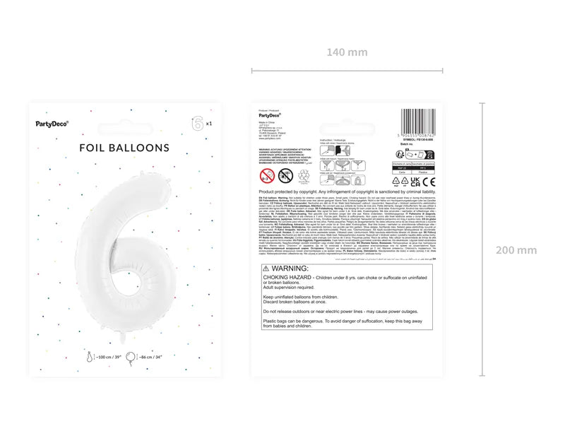 Folienballon Zahlen Weiss - Avaloon Party-Deko-Geschenke