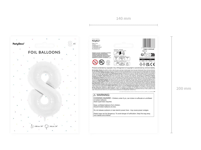 Folienballon Zahlen Weiss - Avaloon Party-Deko-Geschenke
