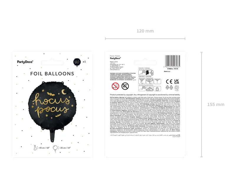 Folienluftballon Hocus Pocus, 45 cm, schwarz