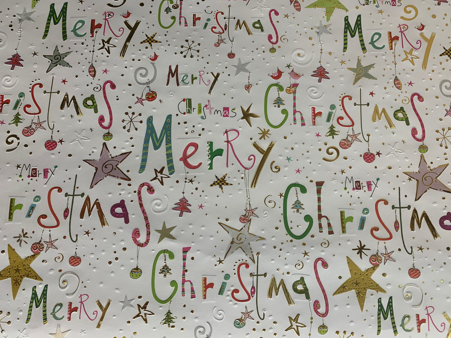 Geschenkpapier Merry Christmas Farbige Schrift 50x70cm