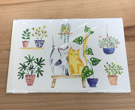 Karte zwei Katzen mit Pflanzen - Avaloon Party-Deko-Geschenke