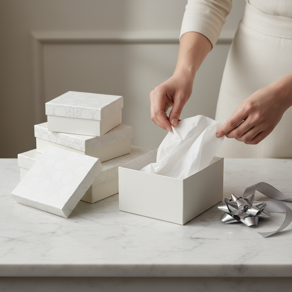 Geschenkbox beige mit Sternen