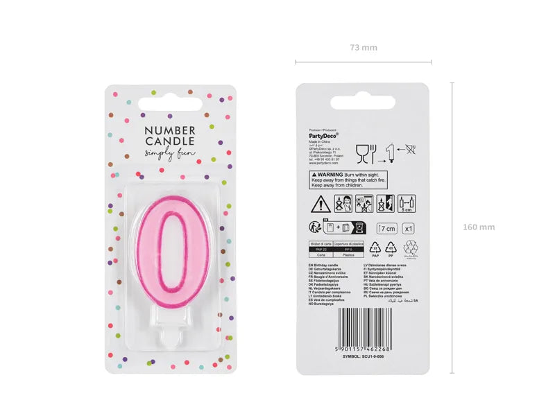 Geburtstagskerze Zahlen, rosa, 7cm - Avaloon Party-Deko-Geschenke