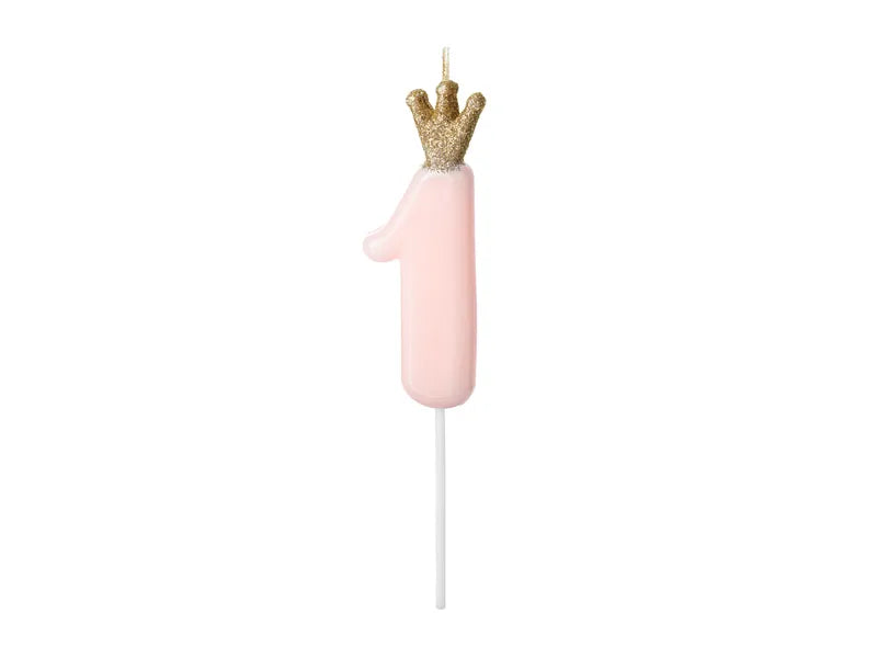 Geburtstagskerze Zahlen, hellrosa, 9,5cm