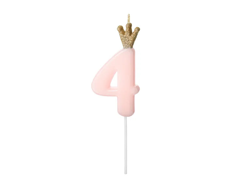 Geburtstagskerze Zahlen, hellrosa, 9,5cm
