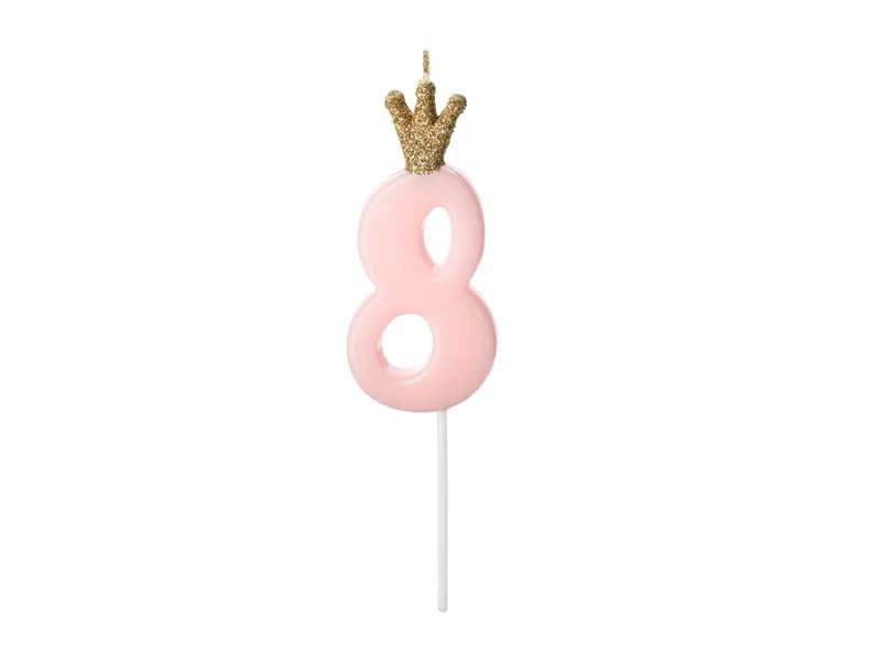 Geburtstagskerze Zahlen, hellrosa, 9,5cm