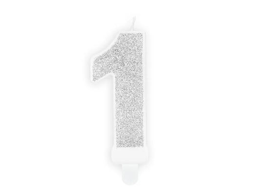 Geburtstagskerze Zahlen, silber, 7cm - Avaloon Party-Deko-Geschenke