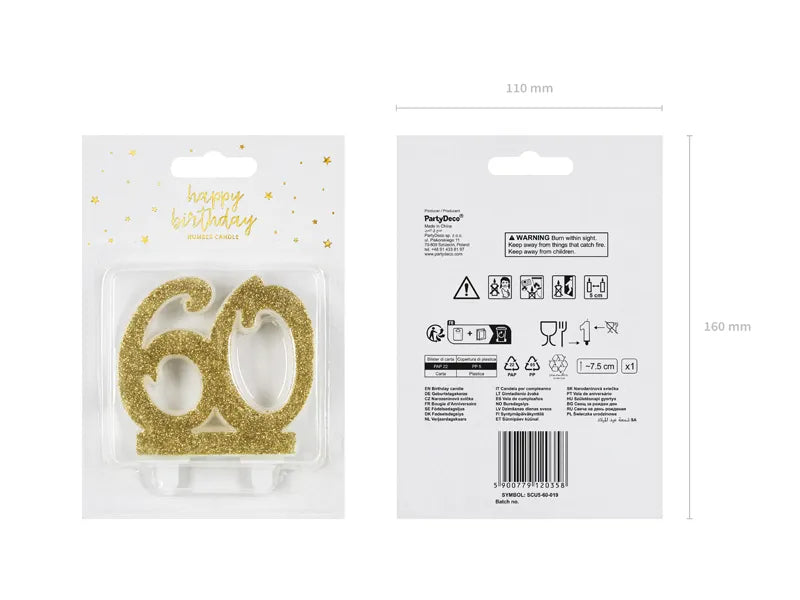 Geburtstagskerze Zahlen, gold, 7,5cm - Avaloon Party-Deko-Geschenke