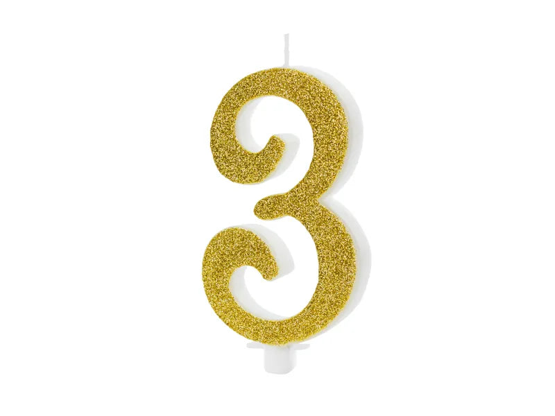Geburtstagskerze Zahlen, gold, 10cm
