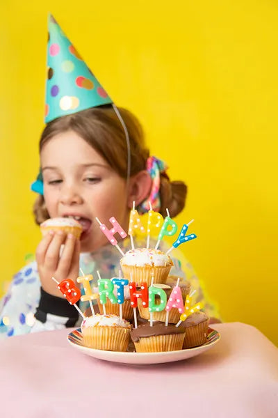 Geburtstagskerzen Happy Birthday, Mix, 2,5cm