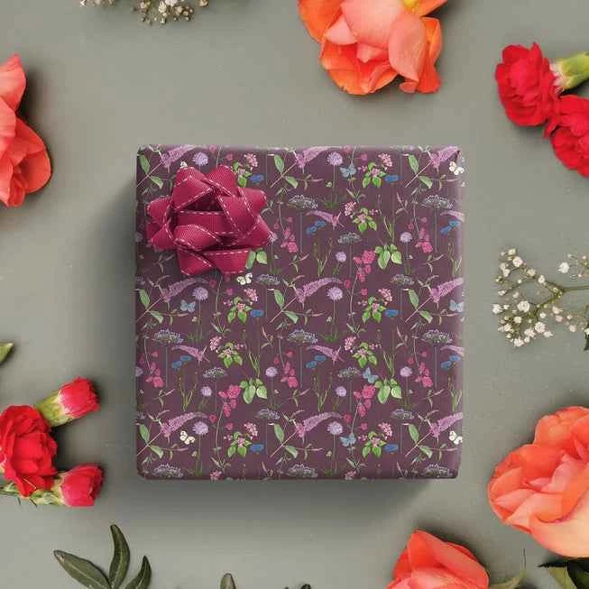 Geschenkpapier Schmetterlingsgarten lila, 3 Stück, 1 Design - Avaloon Party-Deko-Geschenke