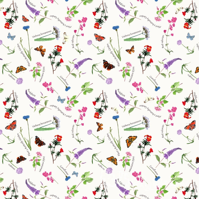 Geschenkpapier mit rosafarbenen Schmetterlings-freundlichen Blumen, 3 Stück, 1 Design