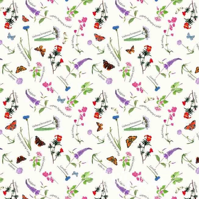 Geschenkpapier mit rosafarbenen Schmetterlings-freundlichen Blumen, 3 Stück, 1 Design