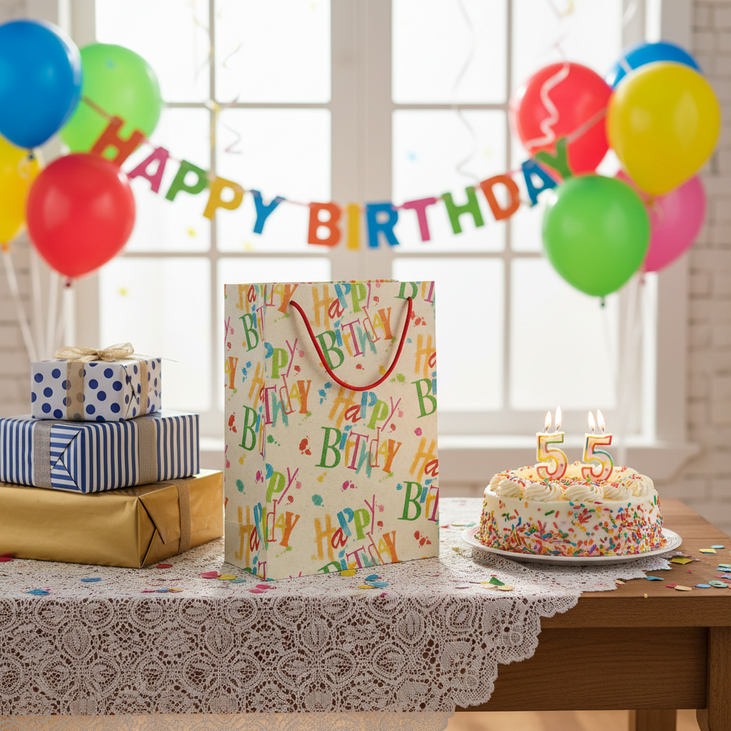 Gift Bag Happy Birthday, Grass Paper