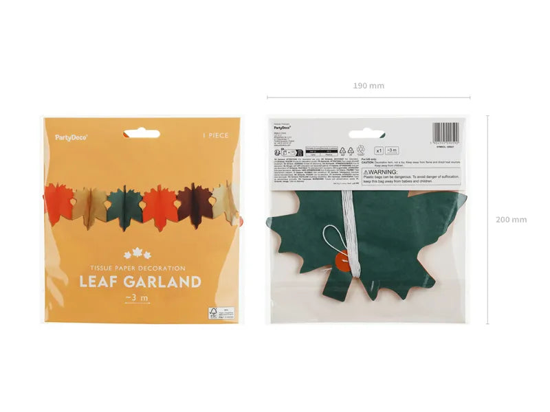 Papiergirlande Blätter, Mix, 3m - Avaloon Party-Deko-Geschenke