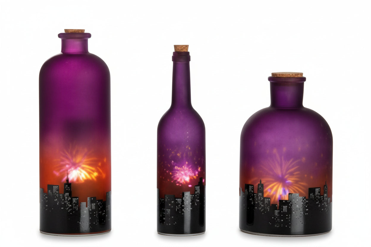 Glas LED Flasche Skylin Lila - Avaloon Party-Deko-Geschenke