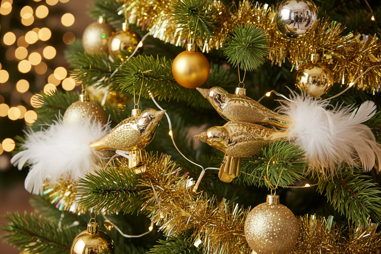 Glass Birds Gold "LOVEBIRD" - Christmas Decoration