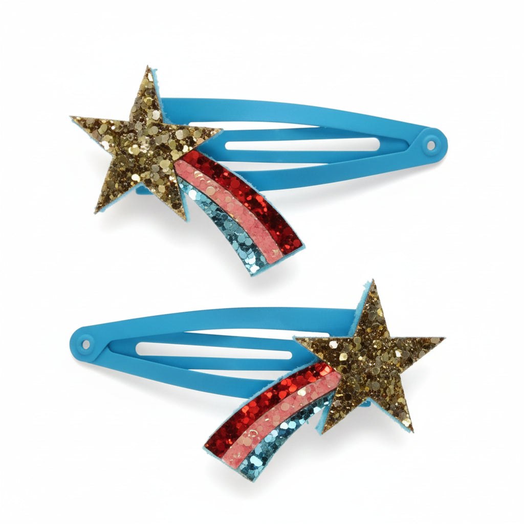 Glitter Hair Clips Shooting Stars (Set of 2)