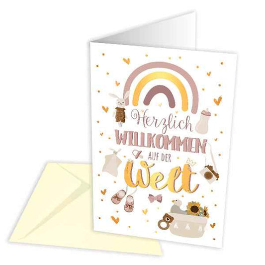 Glückwunschkarte zur Geburt, Altrosa Gold - Avaloon Party-Deko-Geschenke
