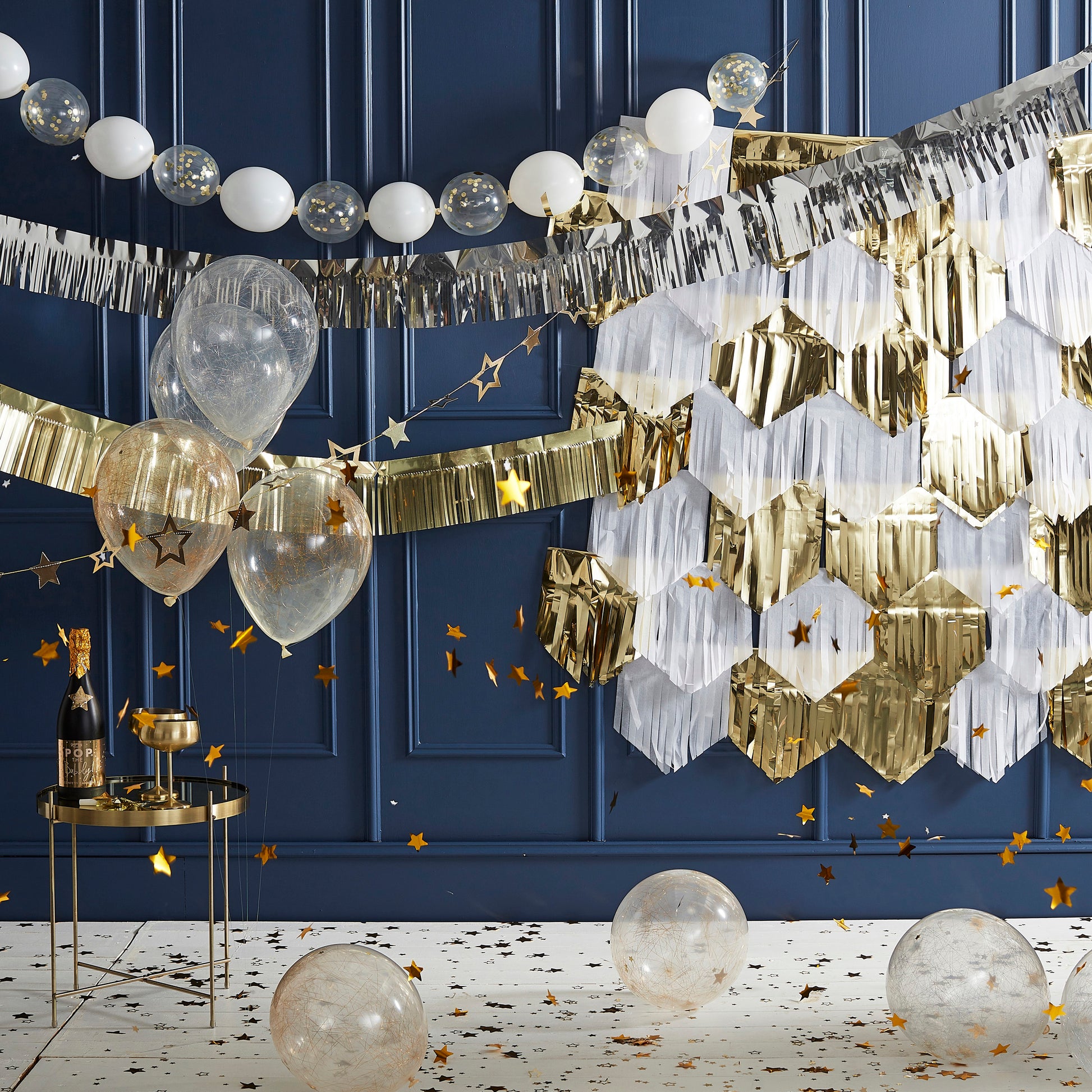 Goldfolien-Stern-Party-Hintergrund - Avaloon Party-Deko-Geschenke