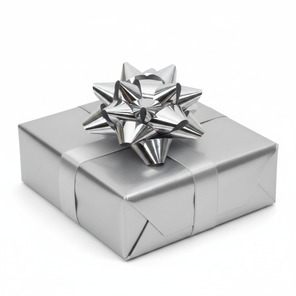 Goldina Metallicrosette Silber – Geschenkschleife