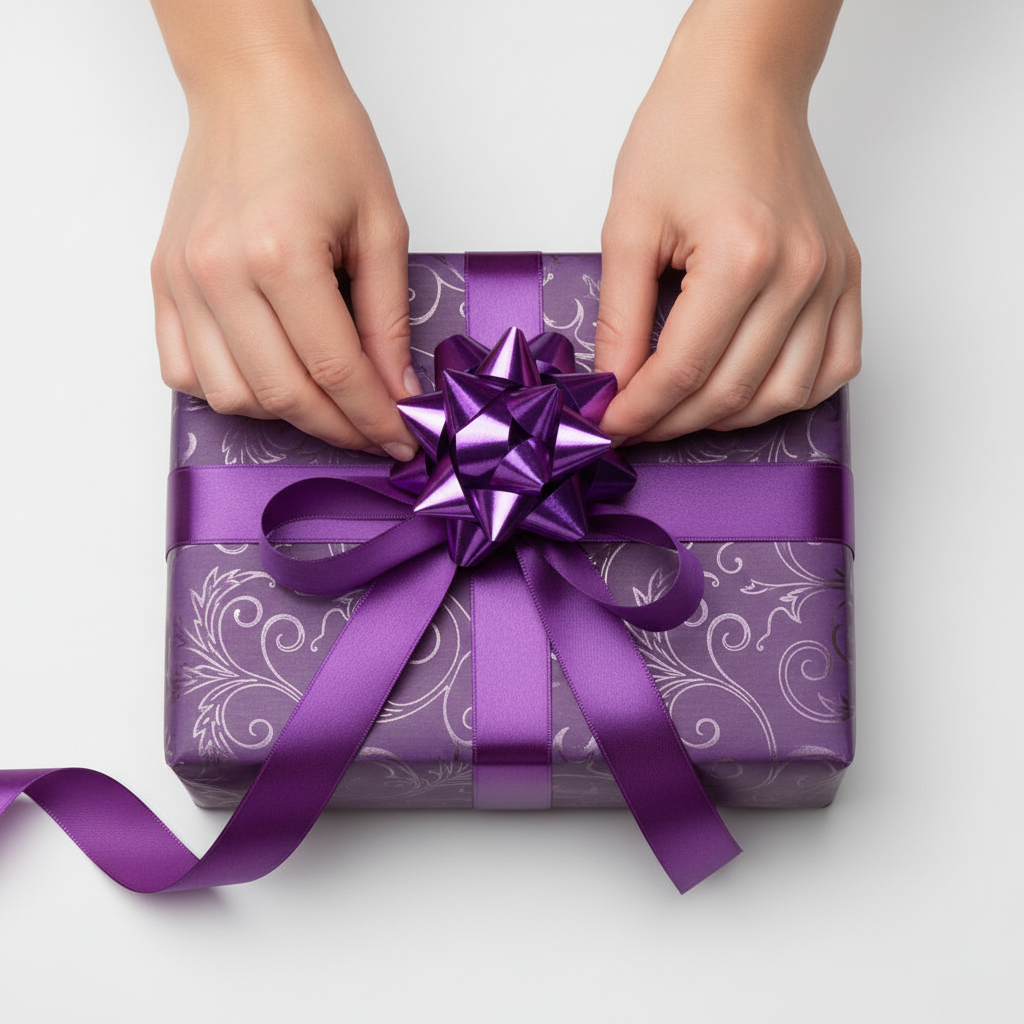 Goldina Metallicrosette Violett – Geschenkschleife