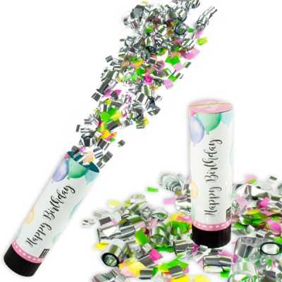 Konfettikanoner Happy Birthday Pastel – 15 cm Konfetti-Shooter mit Pastell Ballons für unvergessliche Feiern