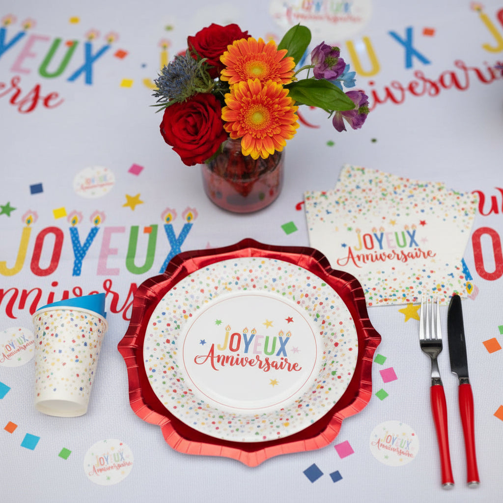 Servietten Joyeux anniversaire 33 x 33 cm