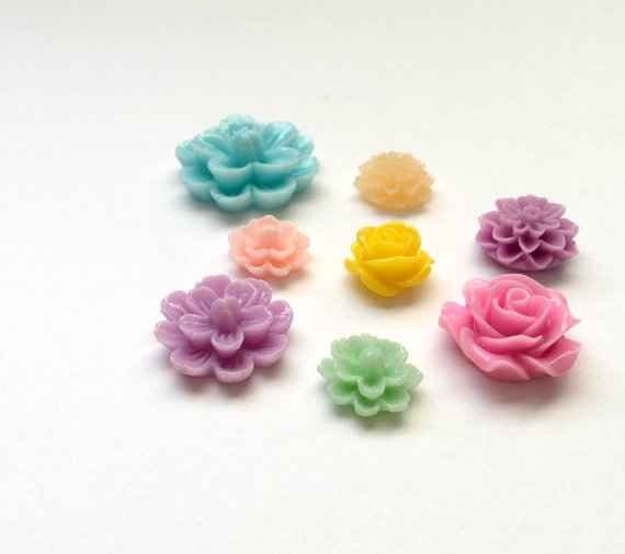 Harz-Blumen-Magnete - Set von 8