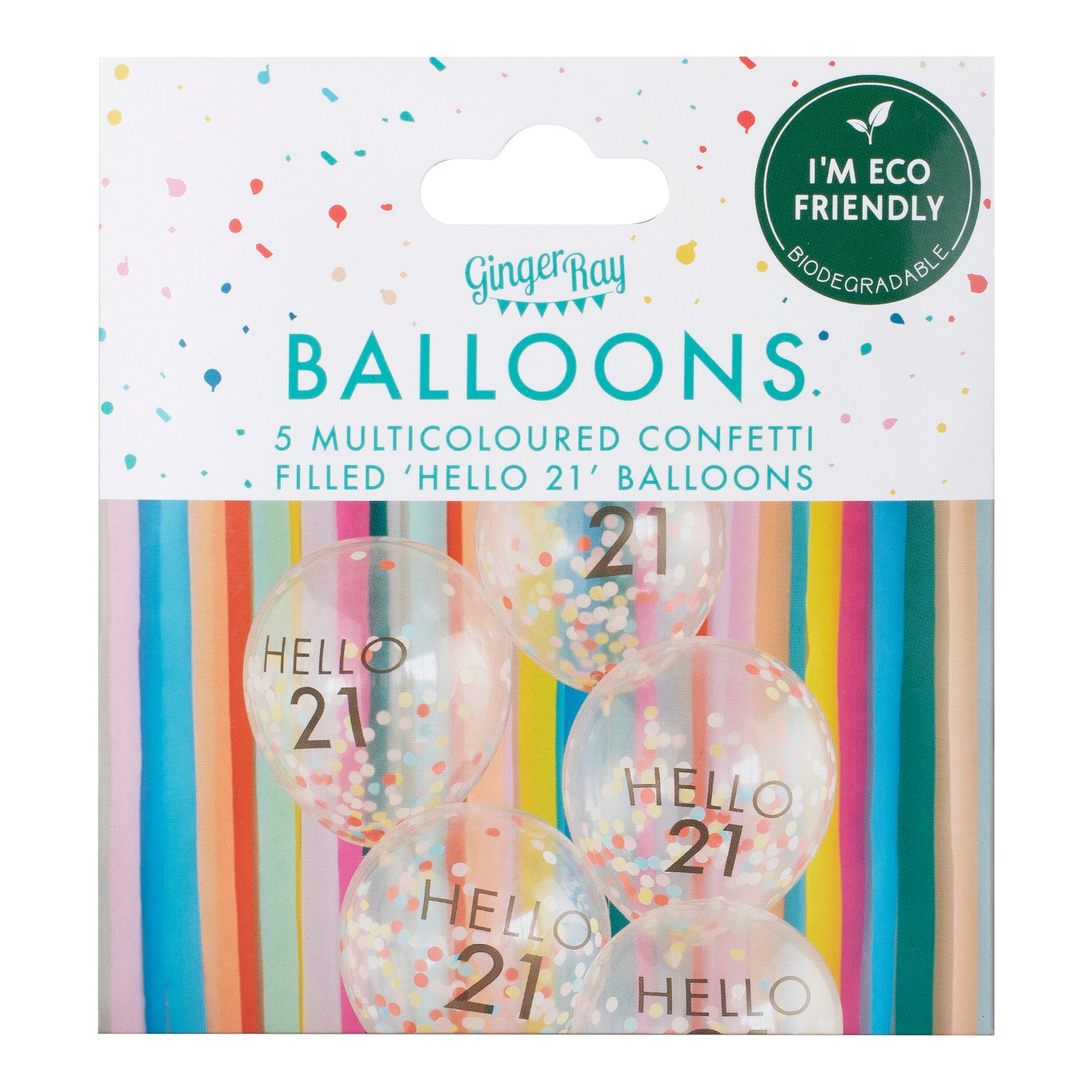 Konfetti Zahlen Ballon Hallo, Regenbogen - Avaloon Party-Deko-Geschenke