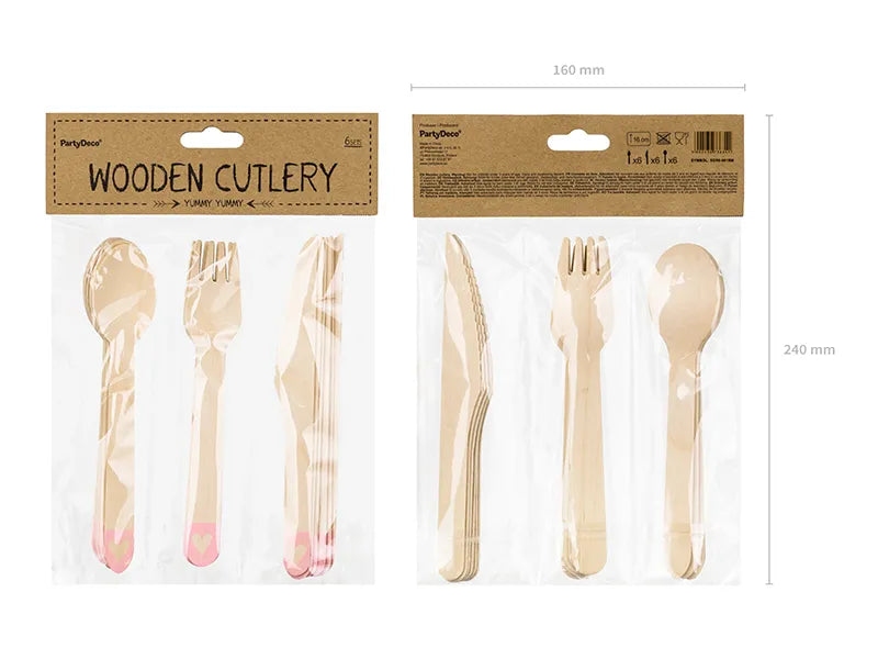 Holzbesteck Herzen, rosa, 16cm - Avaloon Party-Deko-Geschenke