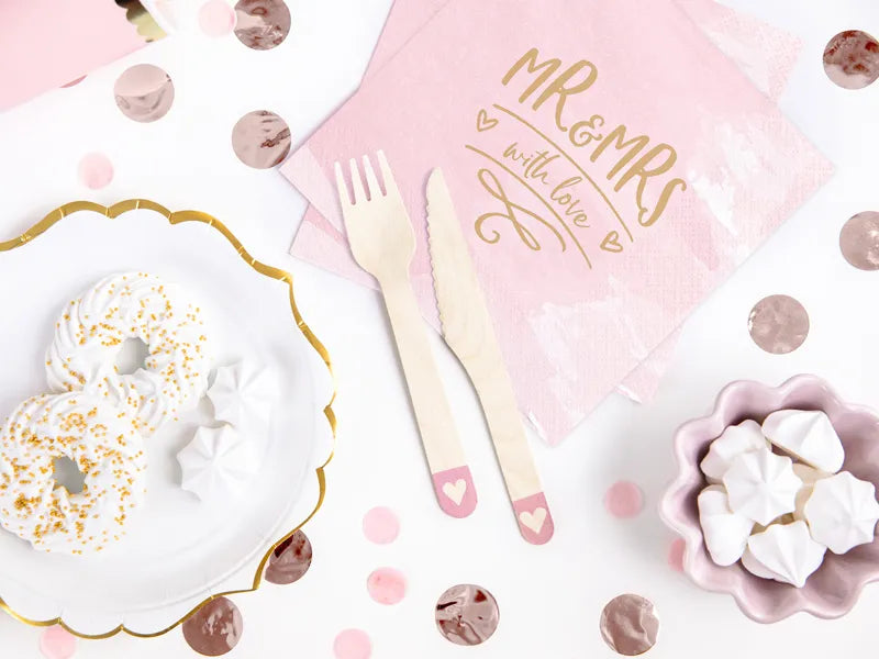 Holzbesteck Herzen, rosa, 16cm - Avaloon Party-Deko-Geschenke