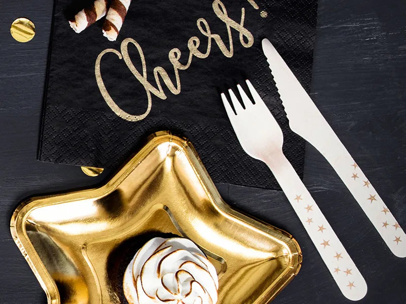 Holzbesteck Sterne, Gold, 16cm - Avaloon Party-Deko-Geschenke