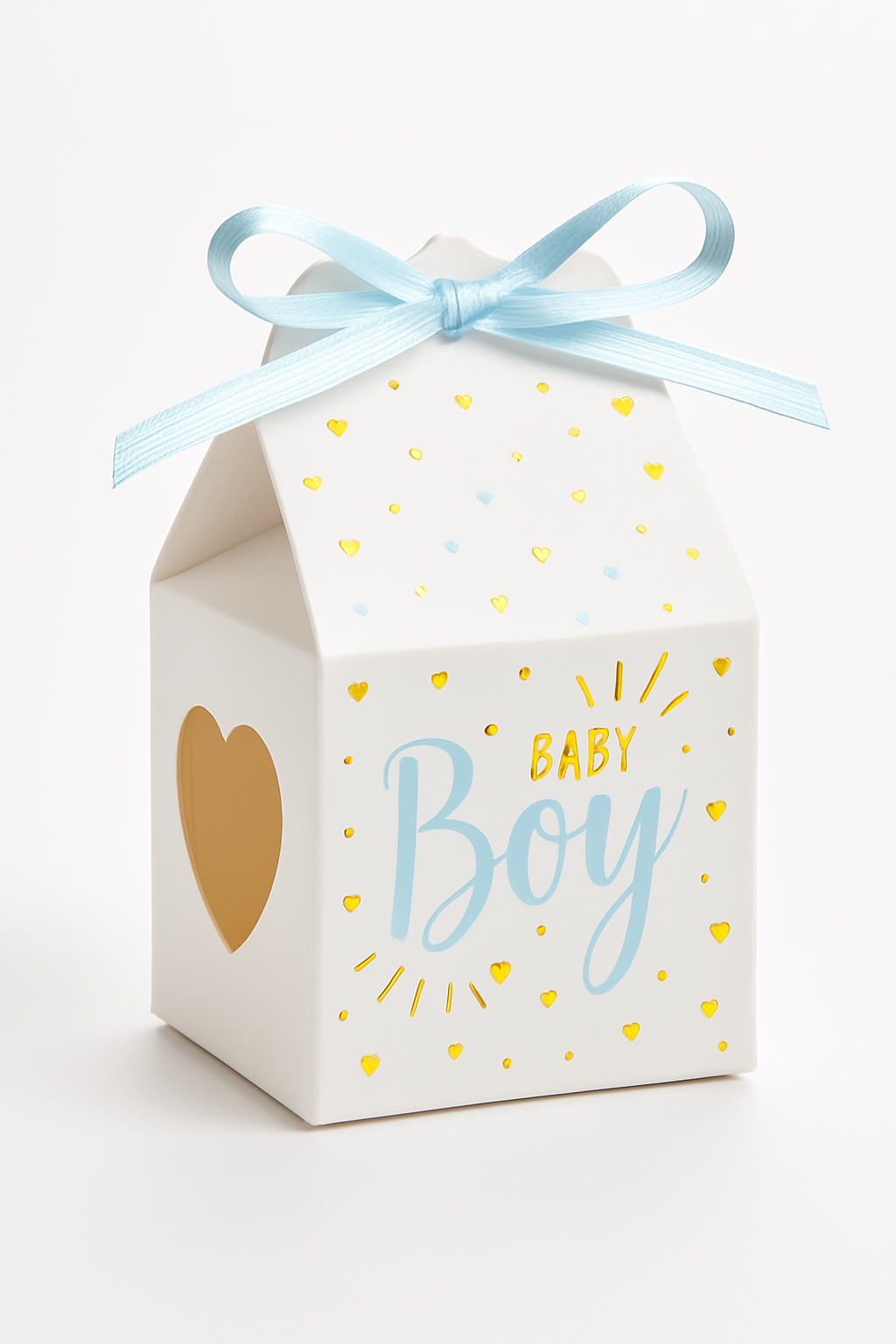 Mini Geschenkschachteln Baby Junge im 6er Pack mit blauen Satinbändern