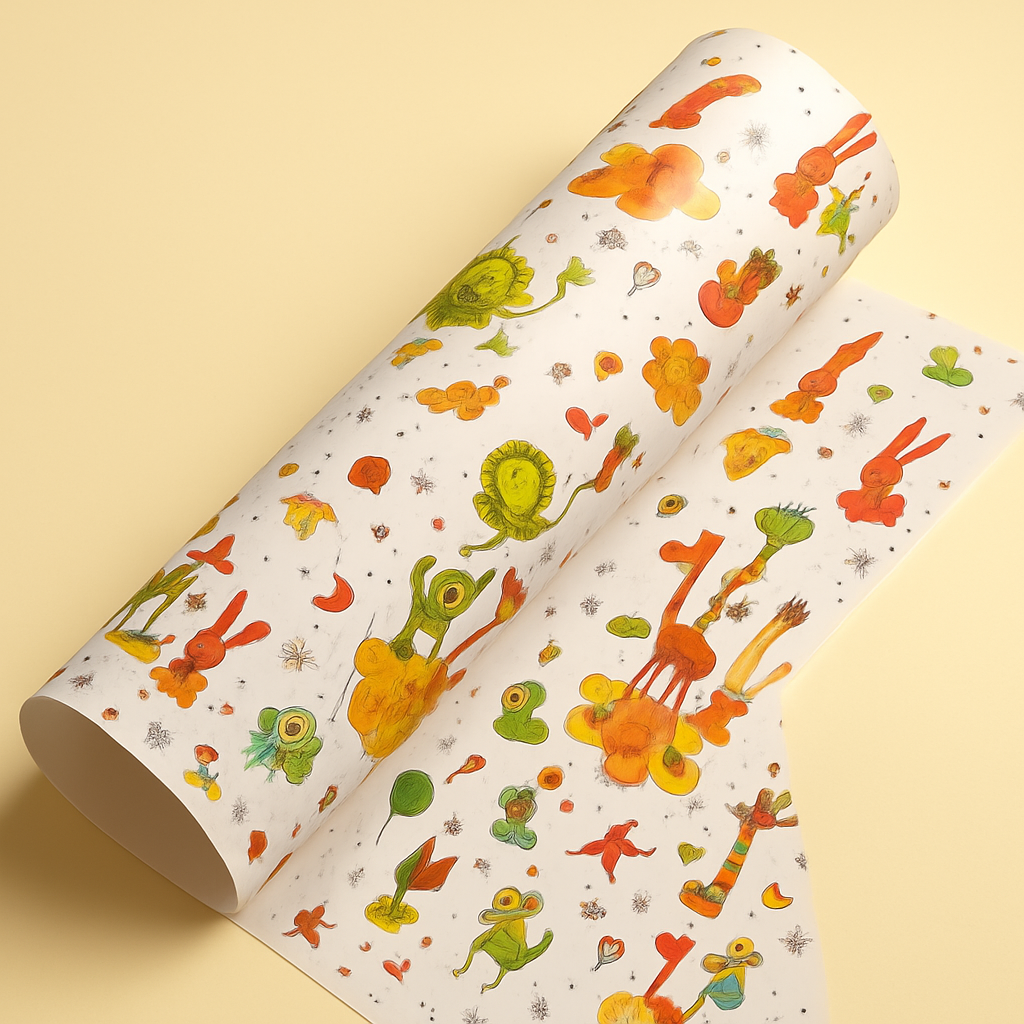 Geschenkpapier Tiere und Wolken 50 x 70