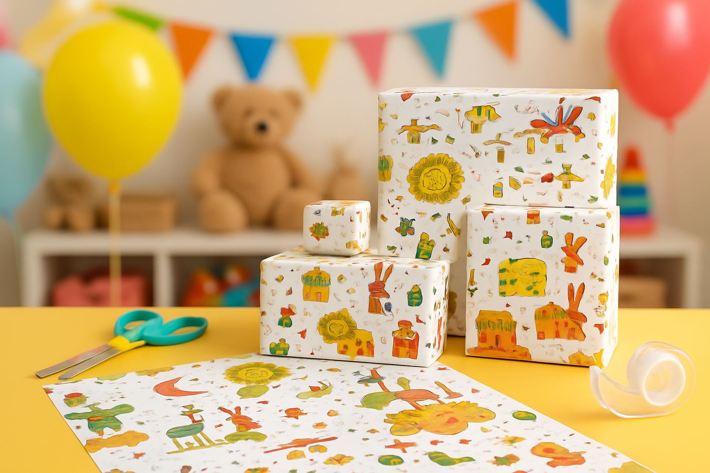 Geschenkpapier Tiere und Wolken 50 x 70